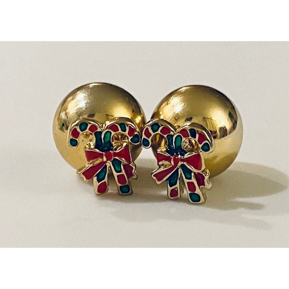 Candy Cane Christmas Double Sided Earrings
